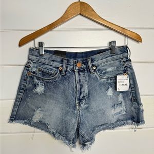 BLANKNYC High Rise Distressed Denim Shorts 26 NWT